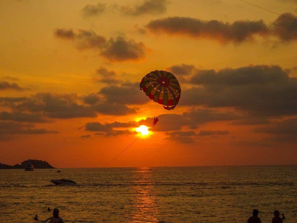 Sunset with a parachute
