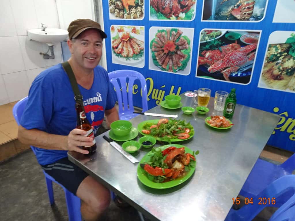 Man enjoying a seafood meal