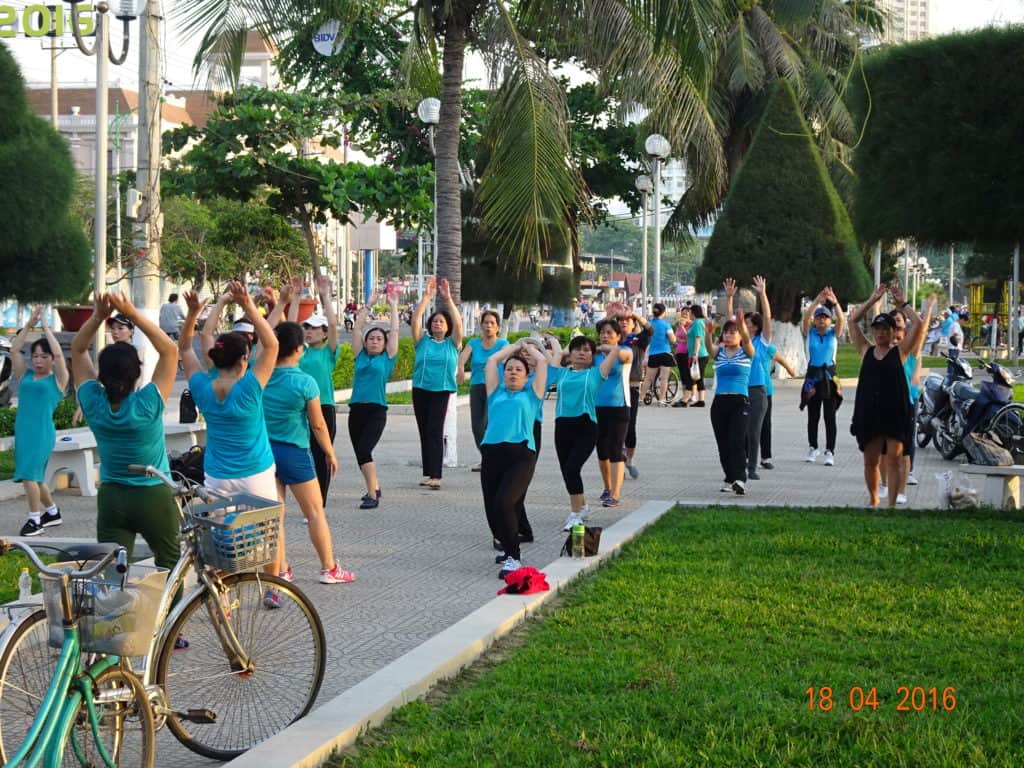 Vietnamese woman early morning exercise