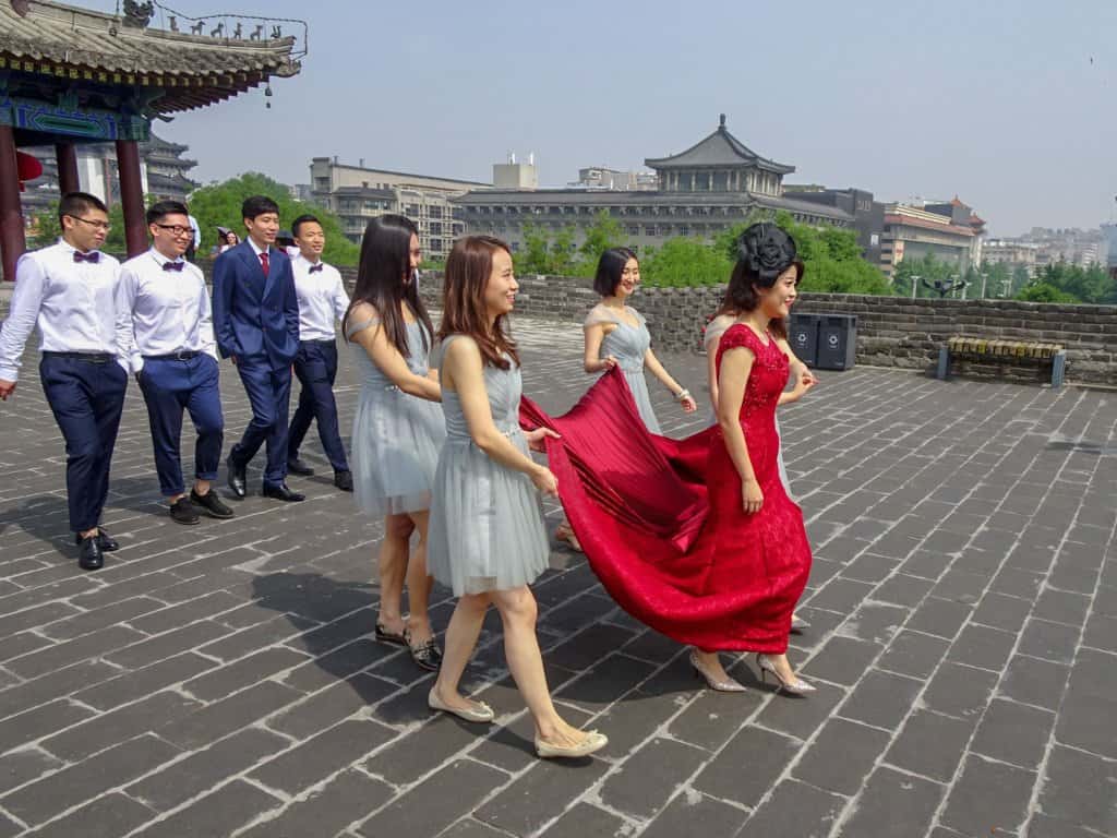 Wedding on Xian city wall