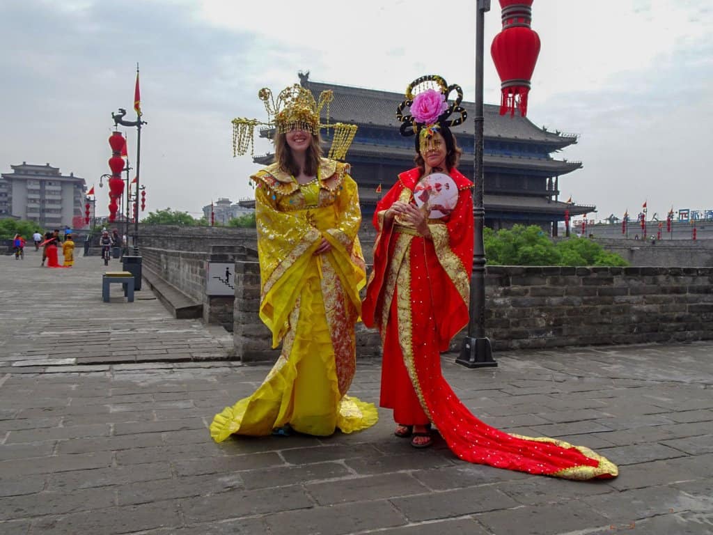 Tara and Maura on the Xian City Wall