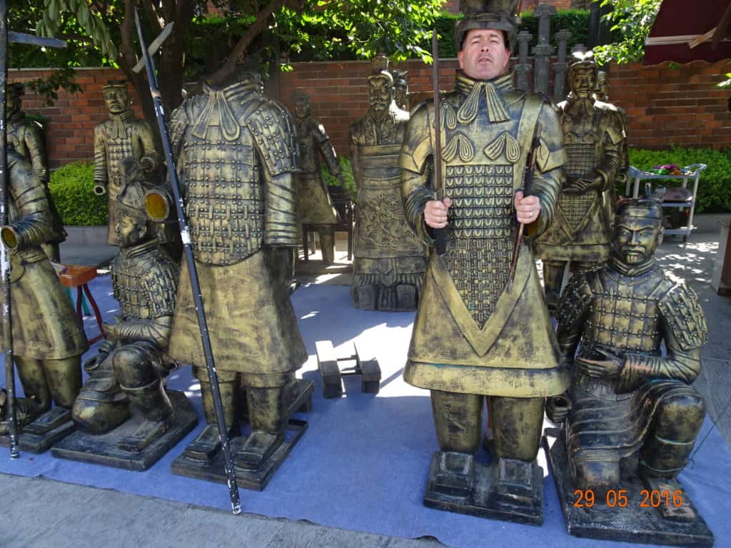 Terry dressing up as a Terracotta Warrior