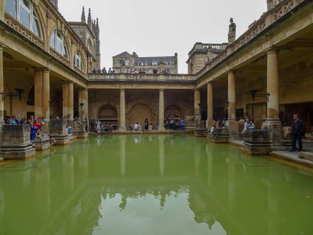 View of green roman bath