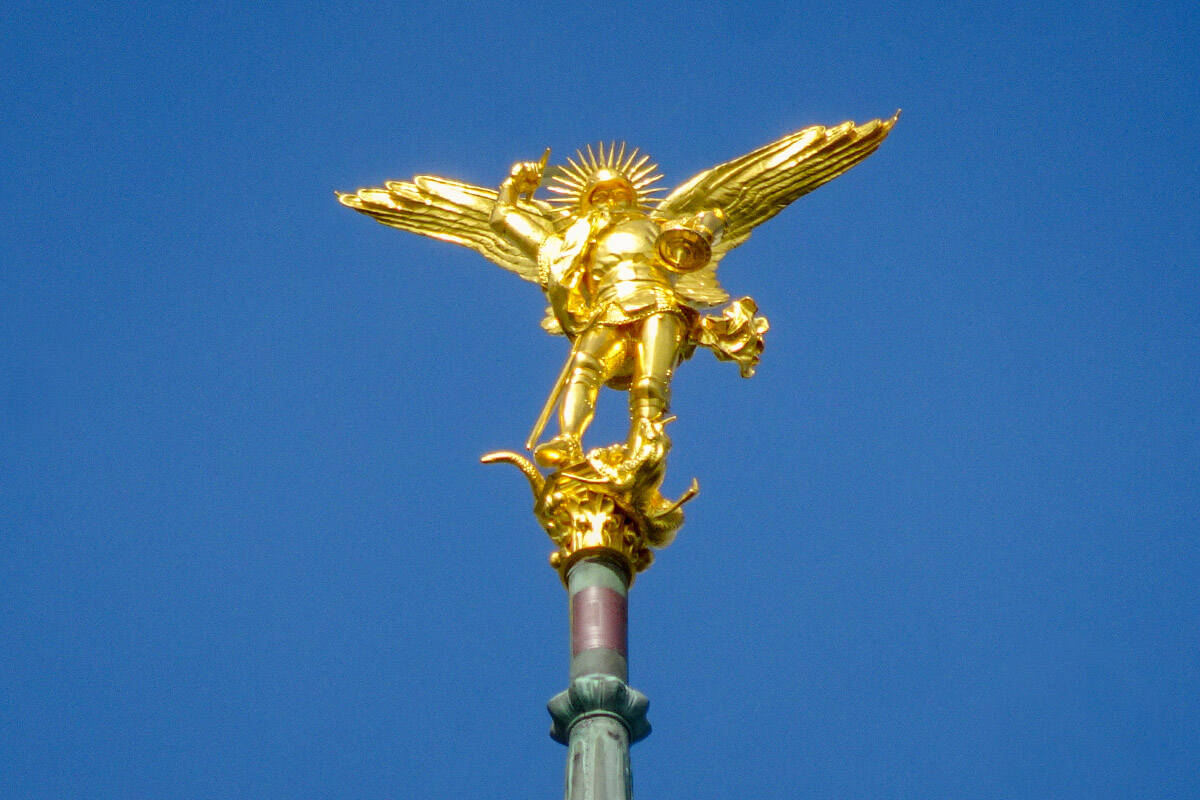 A gold statue of an angel