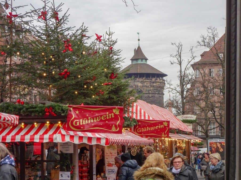 Christmas stalls and christmas tree