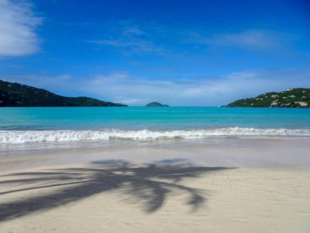 White sand beach with blue water