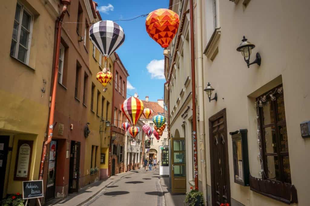 Small air balloons in a street