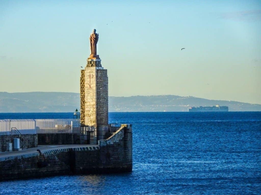 Statue at a sea port