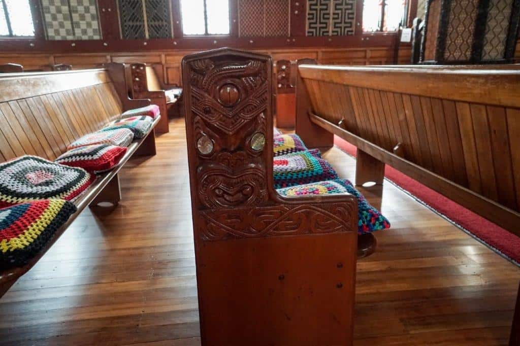 Carved pew in a church