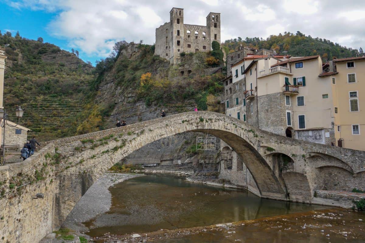 The scene of Monet's painting of Dolceacqua, Italy