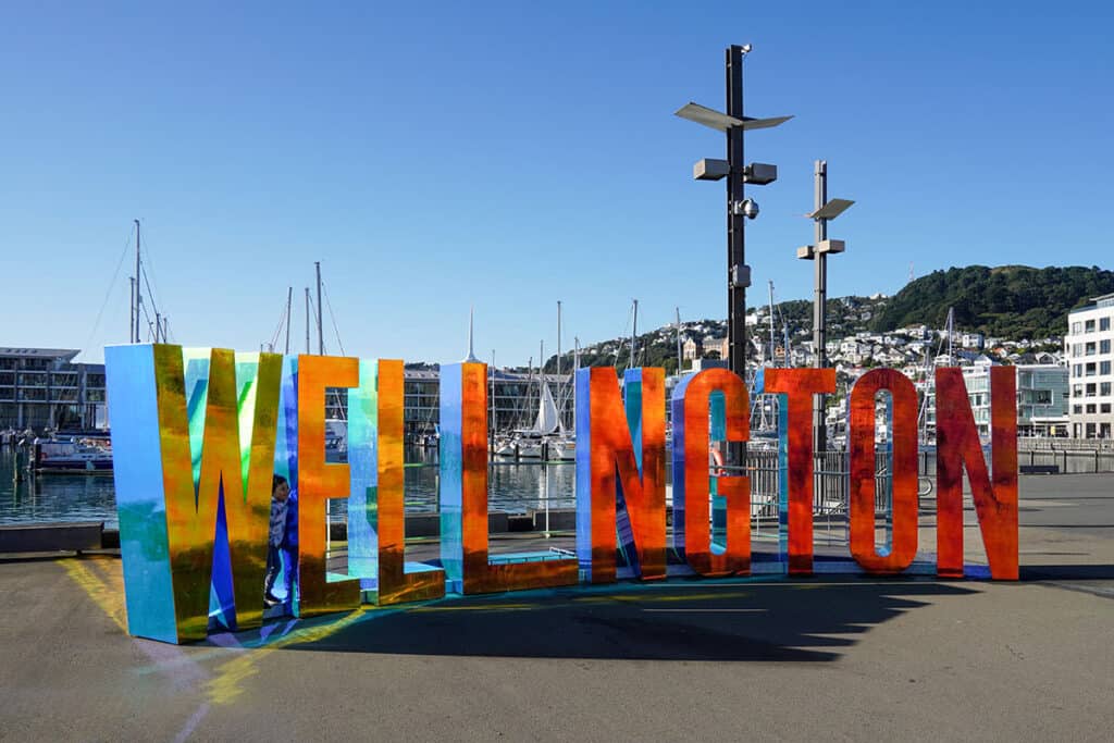 Large sign saying Wellington
